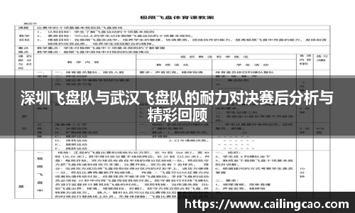 深圳飞盘队与武汉飞盘队的耐力对决赛后分析与精彩回顾